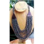 grey beads necklaces wooden caps multiple strand design